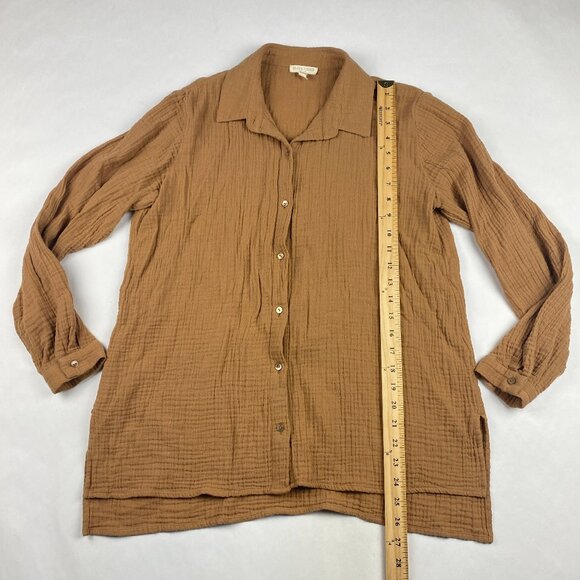 Eileen Fisher Organic Cotton Gauze Collar Lagenlook Button Up Size Small Petite - Picture 8 of 11